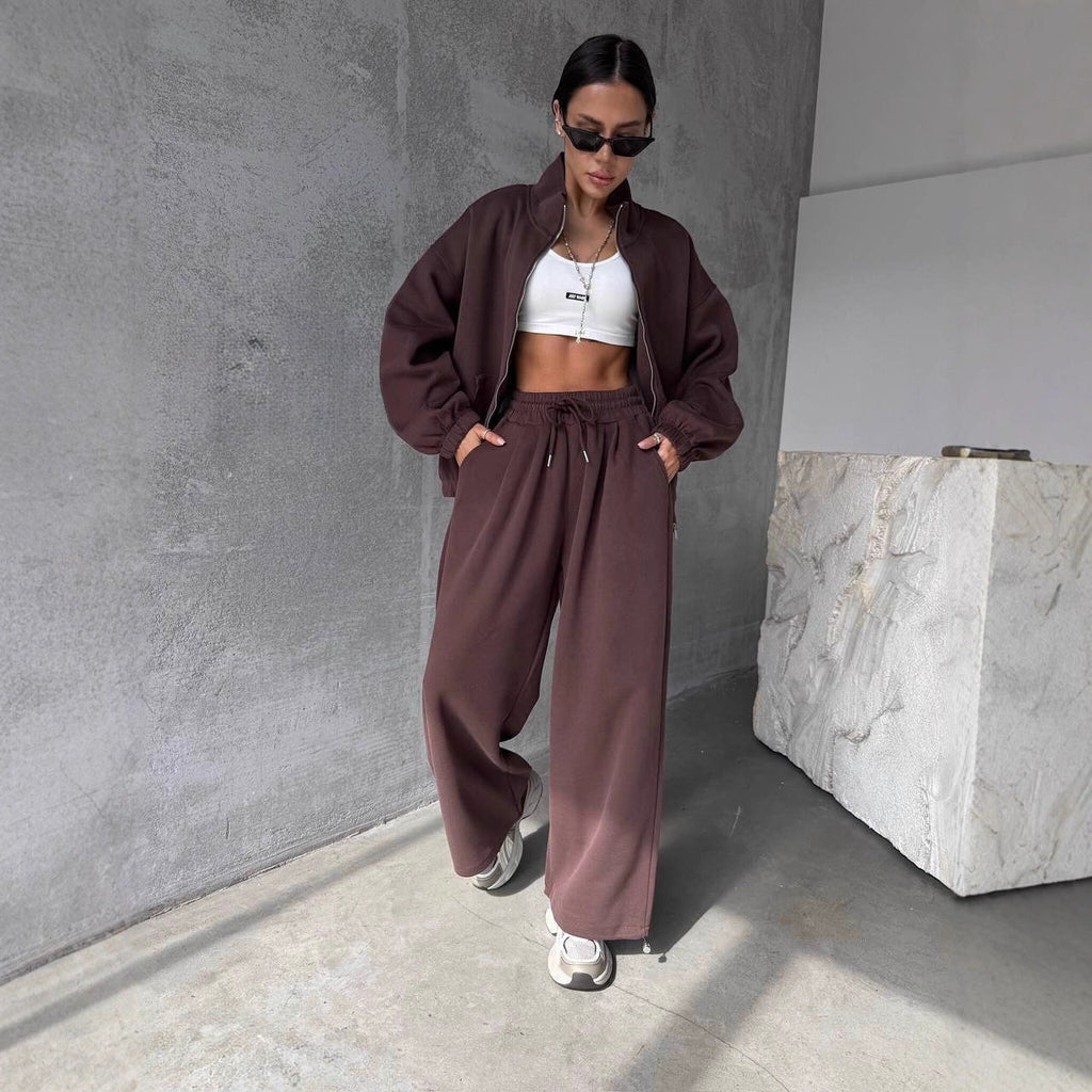 Ensemble de sweat-shirt oversize pour femmes avec veste zippée et pantalon de jogging ample Echo Archiv