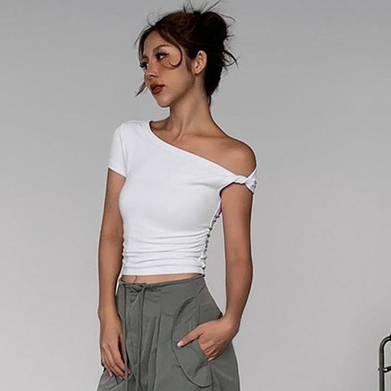 Top court sans manches pour femmes avec fronces et nœuds tendance R&B
