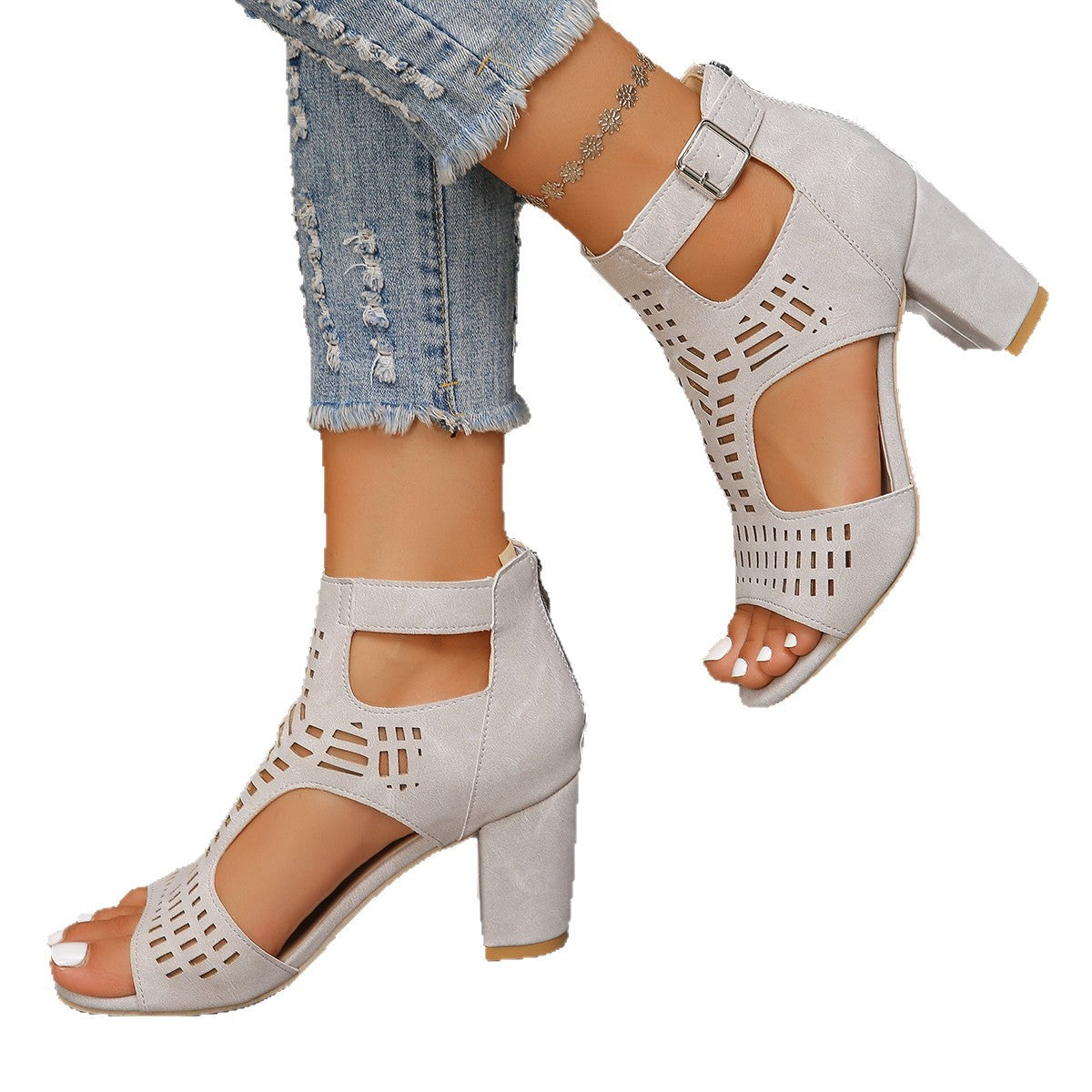 Sandales ouvertes à talons hauts pour femmes avec design à la mode R&B