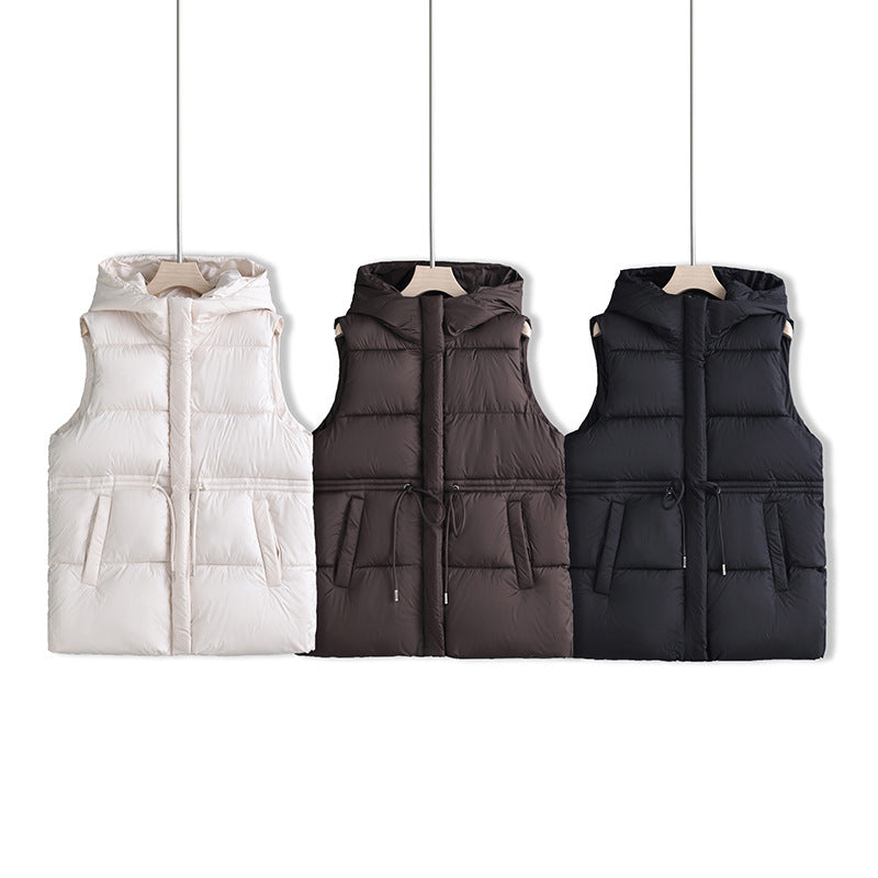 Gilet à capuche matelassé pour femmes avec cordon de taille ajustable et doublure thermique coupe-vent Echo Archiv