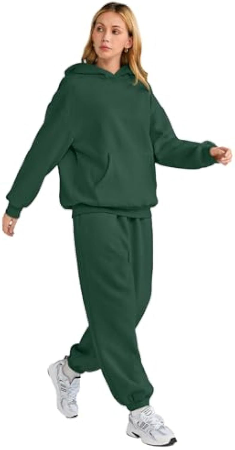 Ensemble de jogging à capuche décontracté pour femmes en French Terry avec sweat à capuche oversize et pantalon de jogging taille haute