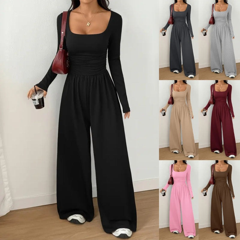Combinaison pour femmes avec jambes larges, décolleté carré et taille froncée Echoarchiv