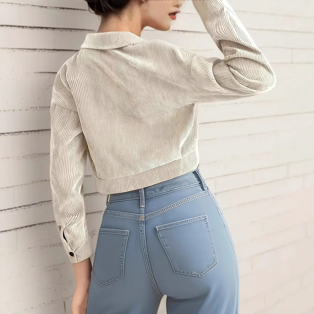 Veste en Jean Femme à Manches Courtes Croppée