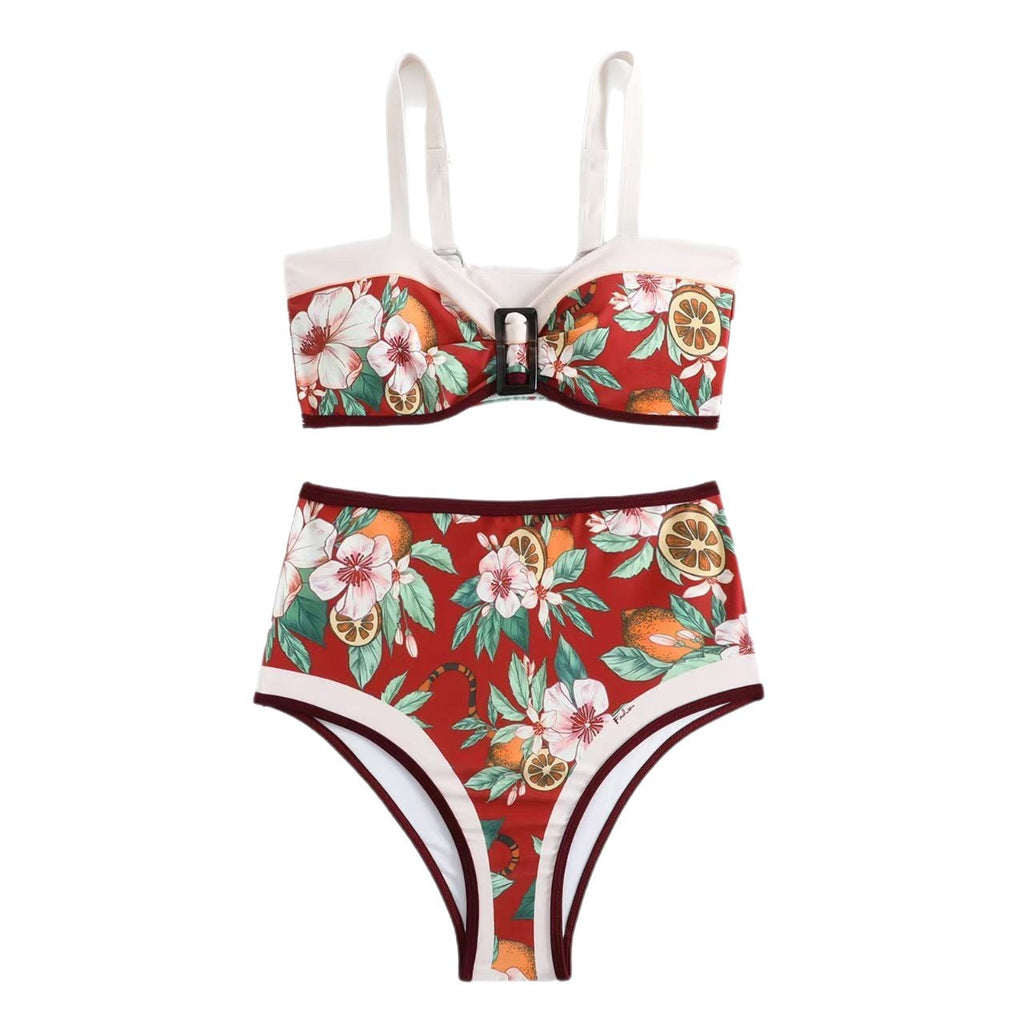 Ensemble de bikini taille haute pour femmes avec motif floral et bretelles réglables Echo Archiv
