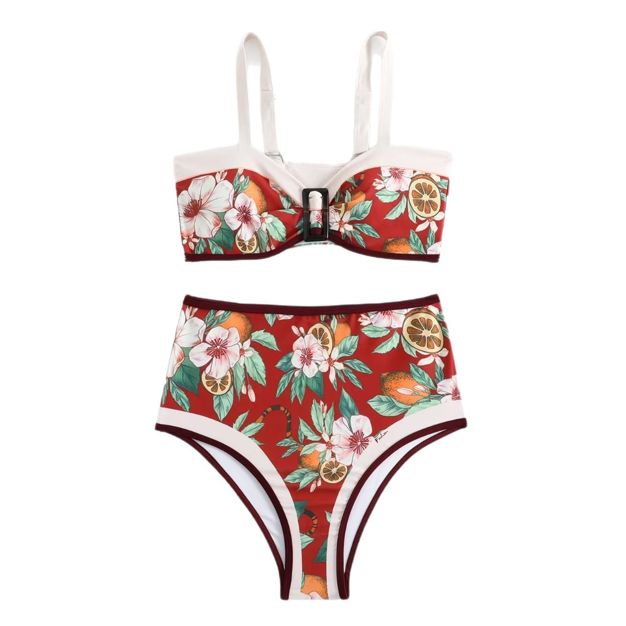 Ensemble de bikini taille haute pour femmes avec motif floral et bretelles réglables Echo Archiv