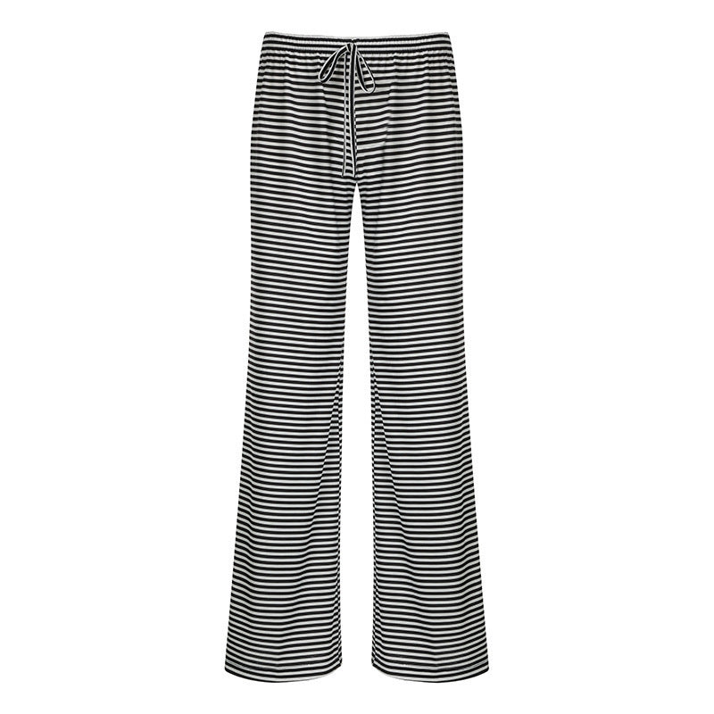 Pantalons de détente pour femmes avec taille élastique et motif à rayures fin