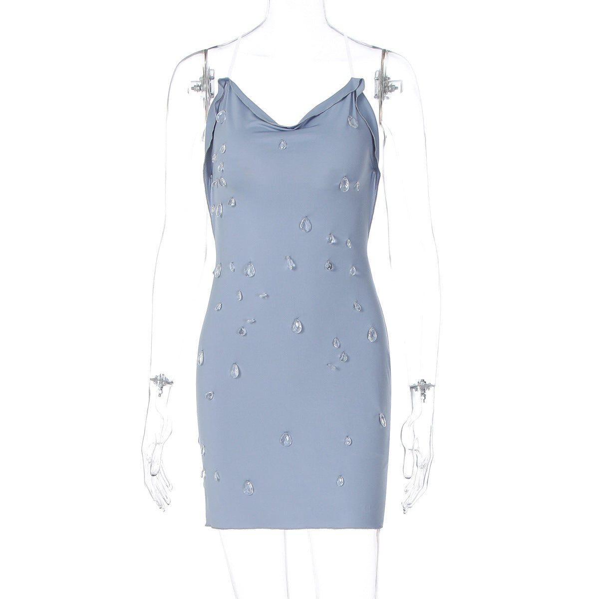 Robe mini ajustée pour femmes avec drapé élégant et applications transparentes Heidi-Mode