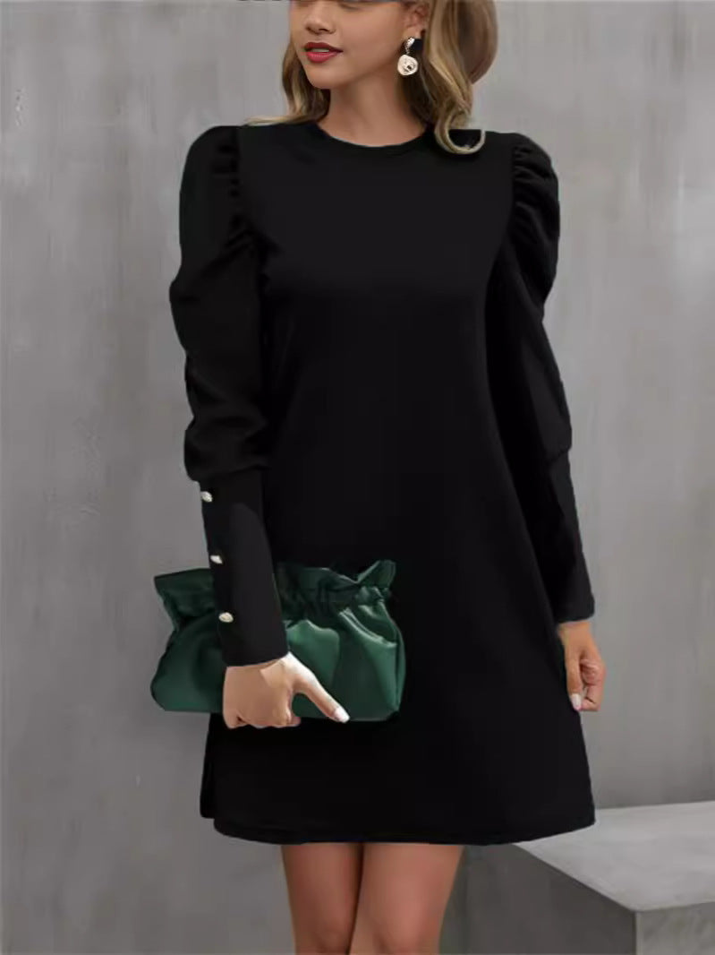 Robe fourreau pour femmes avec manches bouffantes froncées et poignets en perles Echo Archiv