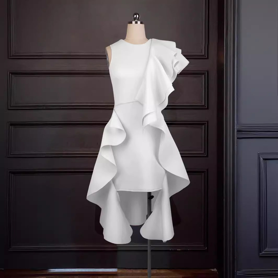 Robe femme avec design de volants asymétriques R&B