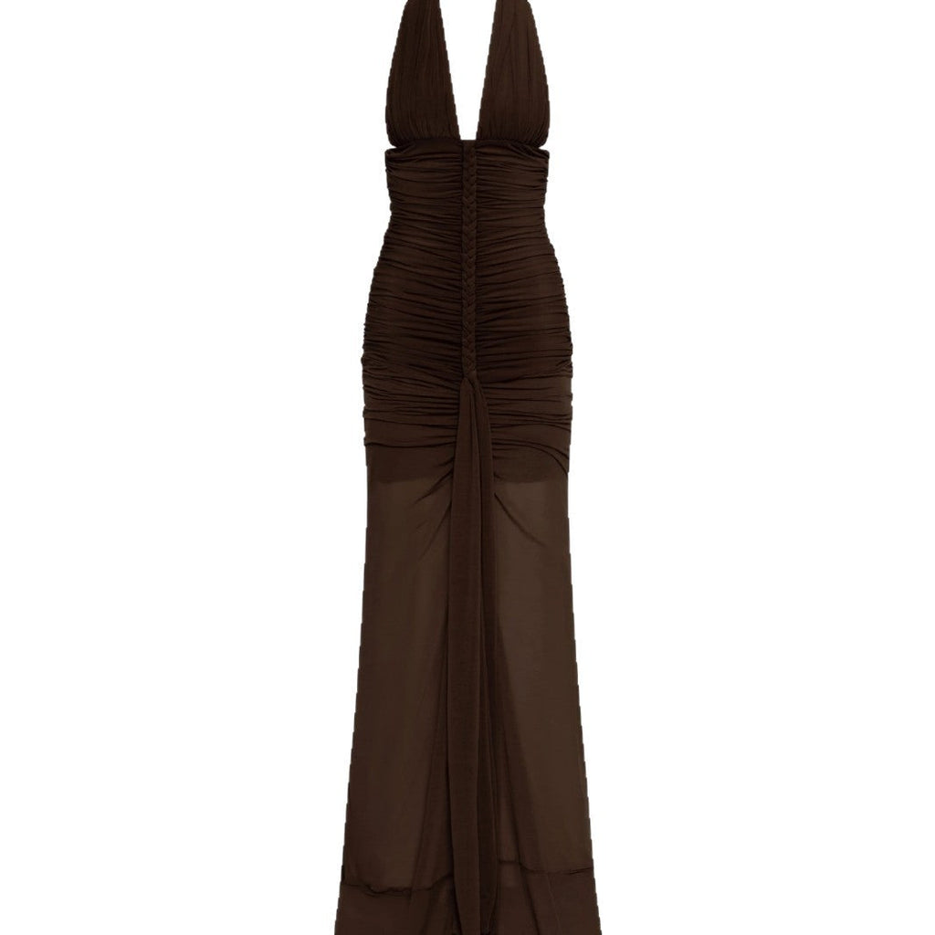 Robe de soirée élégante sans bretelles pour femmes avec drapé raffiné et décolleté plongeant Heidi-Mode