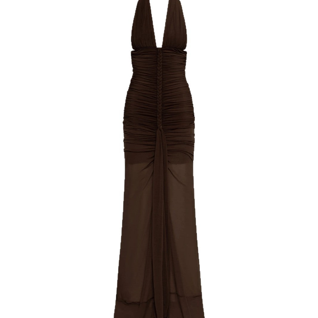 Robe de soirée élégante sans bretelles pour femmes avec drapé raffiné et décolleté plongeant Heidi-Mode