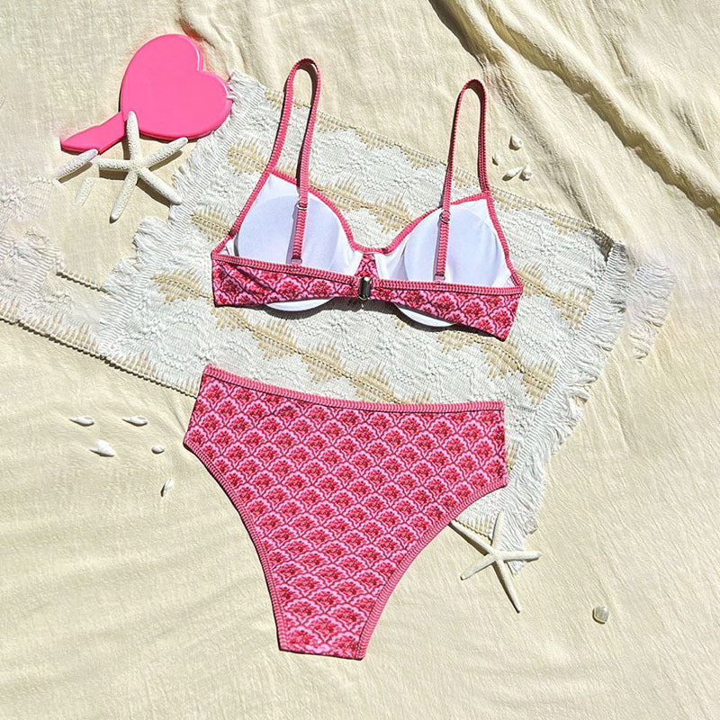 Bikini taille haute pour femmes avec motif élégant R&B