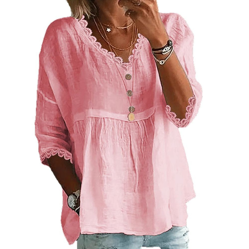 Blouse légère pour femmes avec accents en dentelle R&B