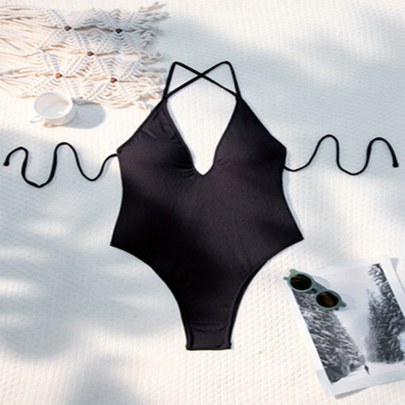 Maillot de bain élégant pour femmes avec décolleté en V profond et bretelles à nouer R&B