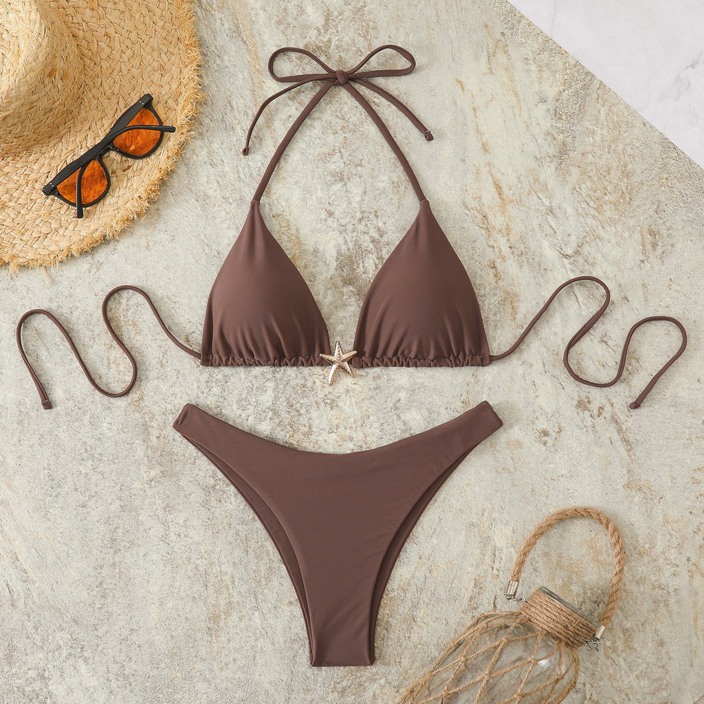 Bikini Triangle Femme avec Détail Étoile à la Mode R&B