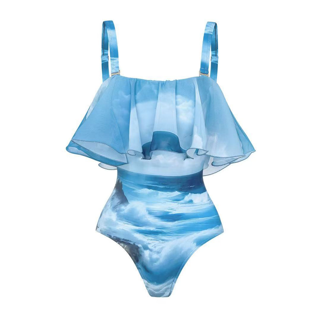 Robe maxi femme avec volants et design maritime Drune