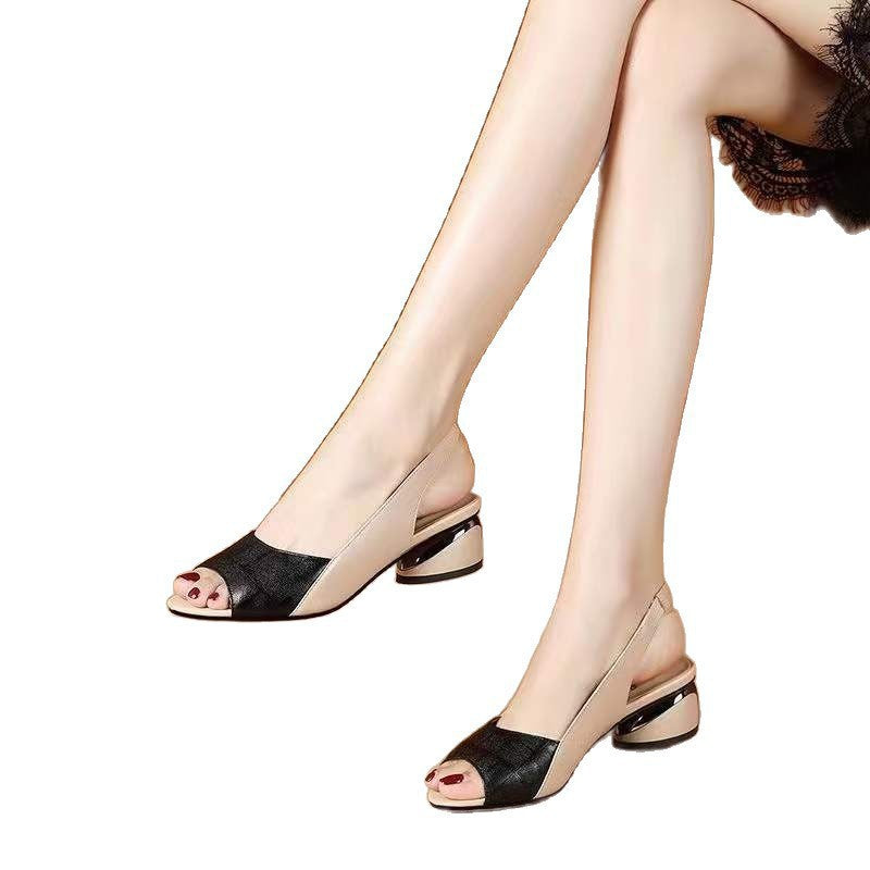 Sandales à talons ouverts pour femmes avec un talon bloc fonctionnel Heidi-Mode