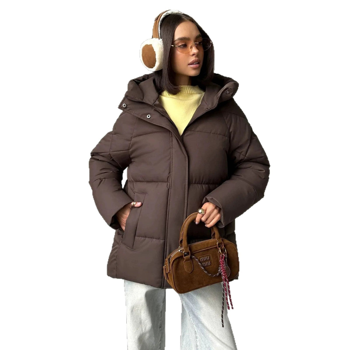 Veste matelassée oversize pour femmes avec capuche et poches intégrées