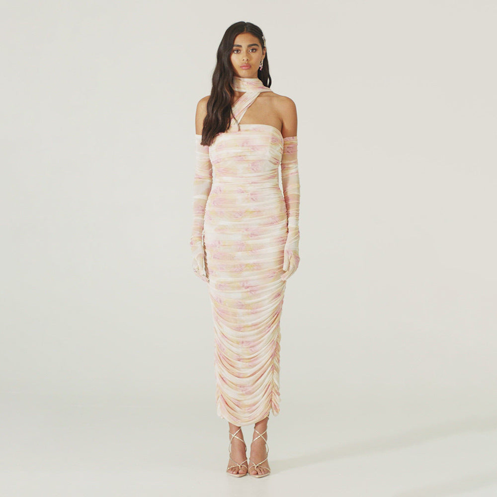 Robe femme ajustée avec manches asymétriques et drapé élégant - Heidi-Mode
