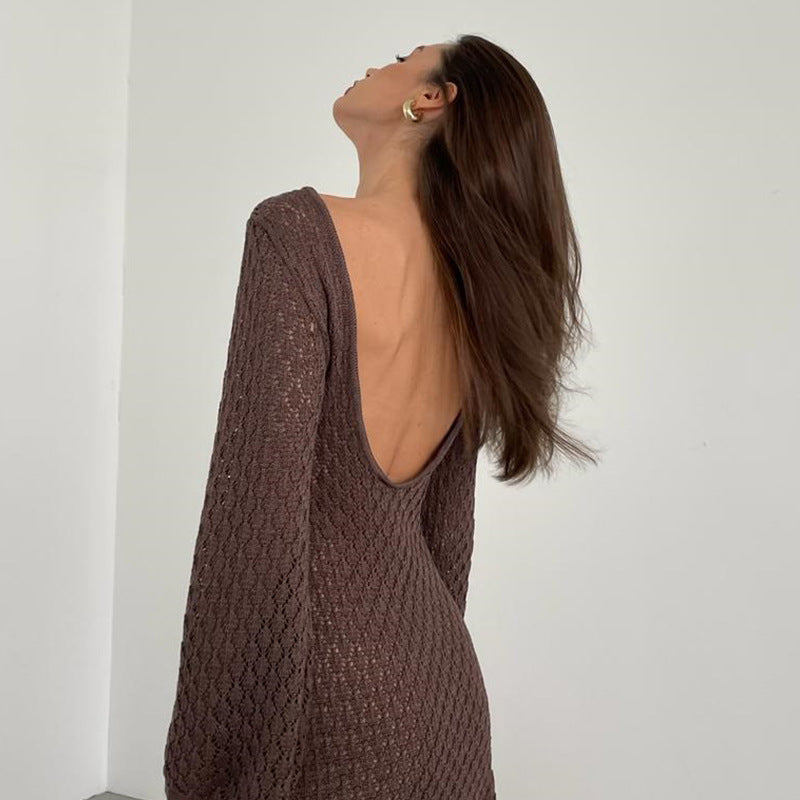 Robe en crochet élégante pour femmes avec décolleté profond R&B