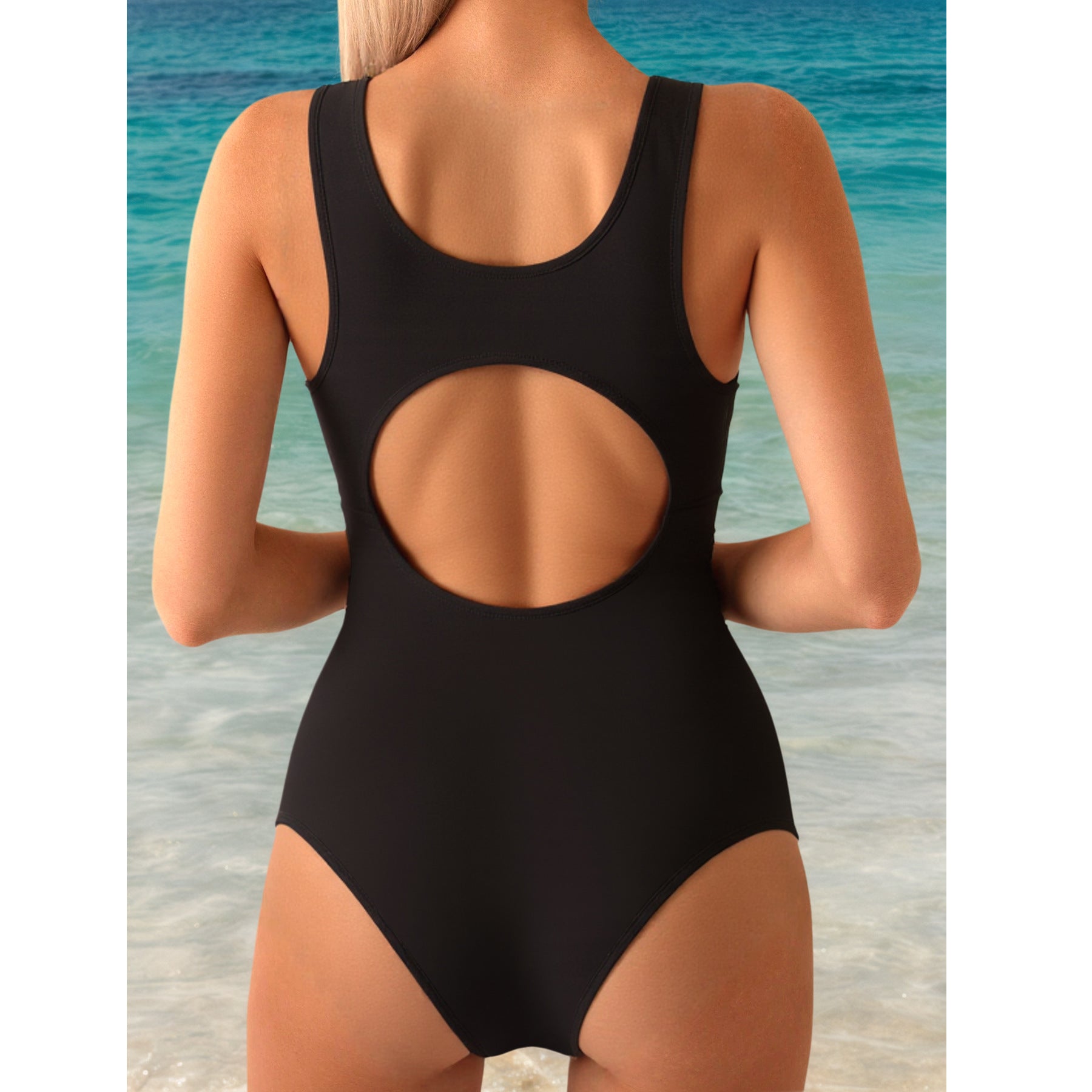 Maillot de bain une pièce sportif pour femmes avec design aquatique dynamique Drune