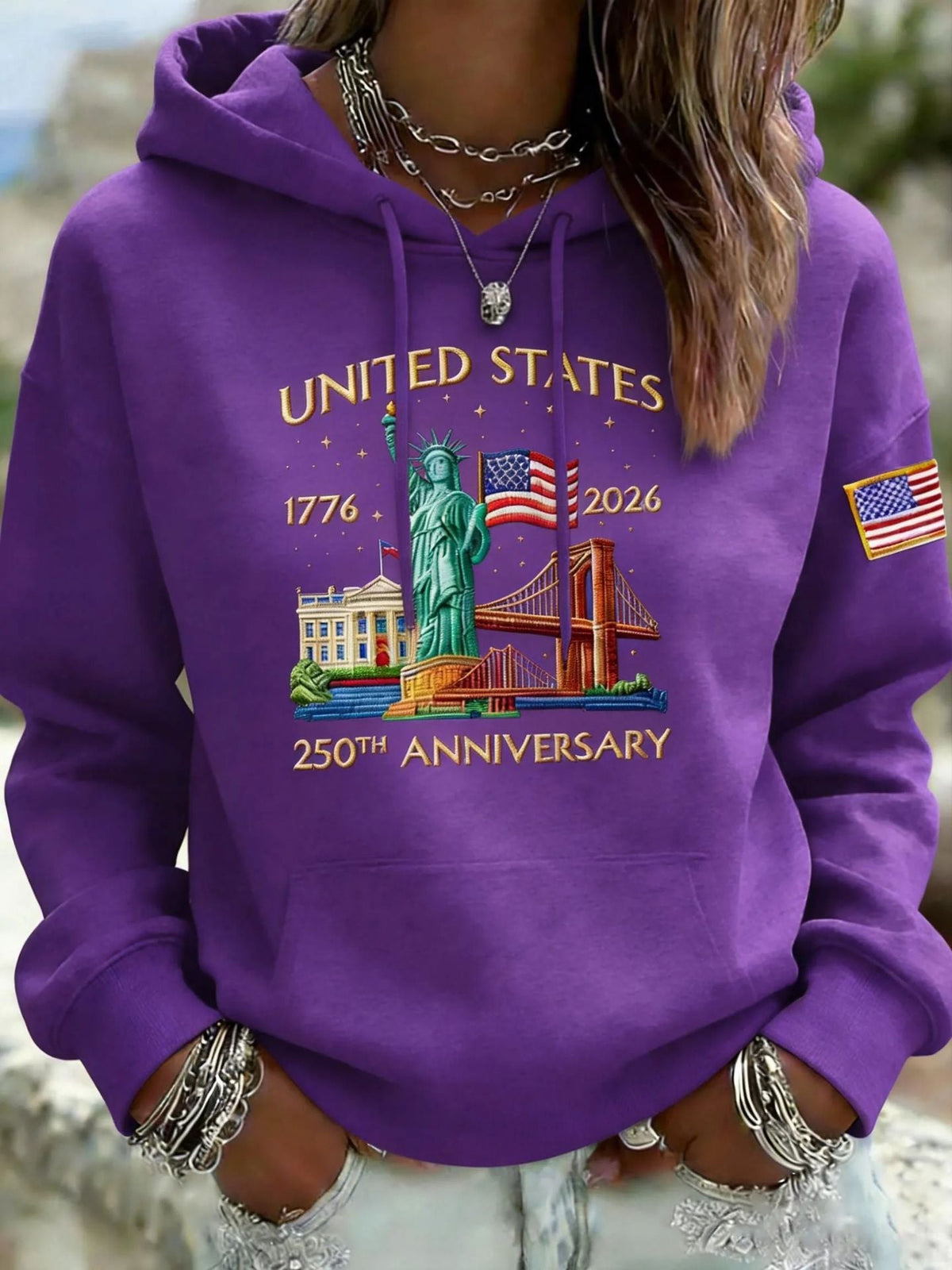 Sweat à capuche créatif pour dames avec un motif statuesque unique Echoarchiv
