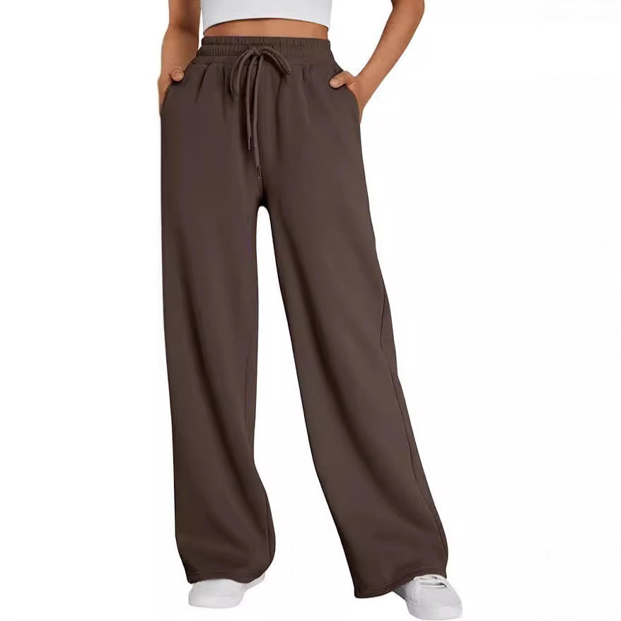 Pantalon de lounge large pour femmes avec taille élastique haute, cordon de serrage réglable et silhouette palazzo fluide Echo Archiv