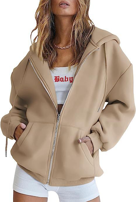Veste à capuche surdimensionnée pour femmes avec fermeture éclair intégrale et poches kangourou Echo Archiv