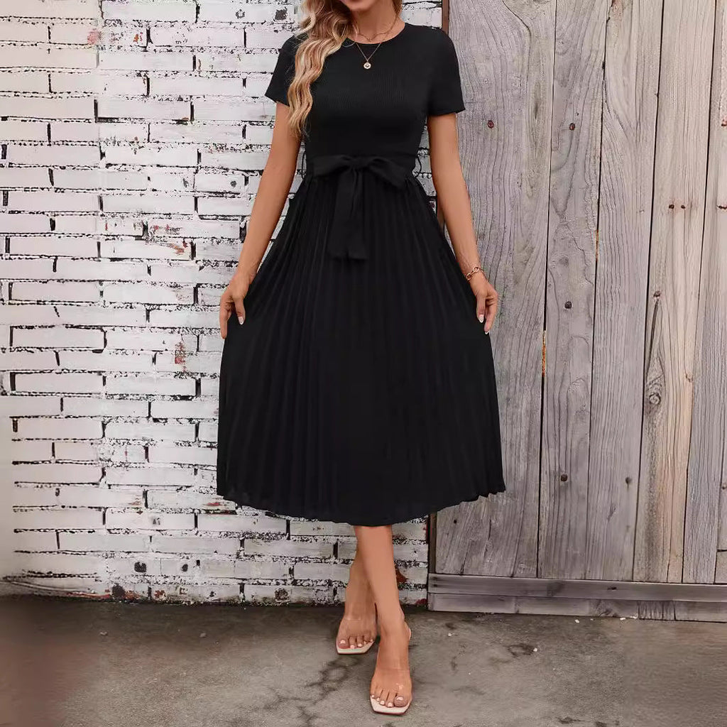Robe midi élégante pour femmes avec design cintré et jupe fluide R&B