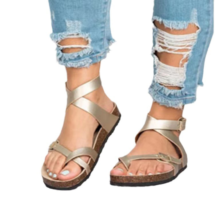 Sandales à lanières confortables pour femmes avec fermeture à boucle réglable et semelle intérieure rembourrée R&B