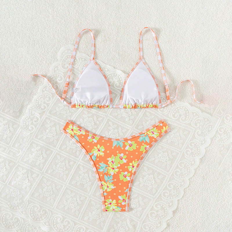 Bikini triangle floral pour femmes avec bretelles réglables R&B