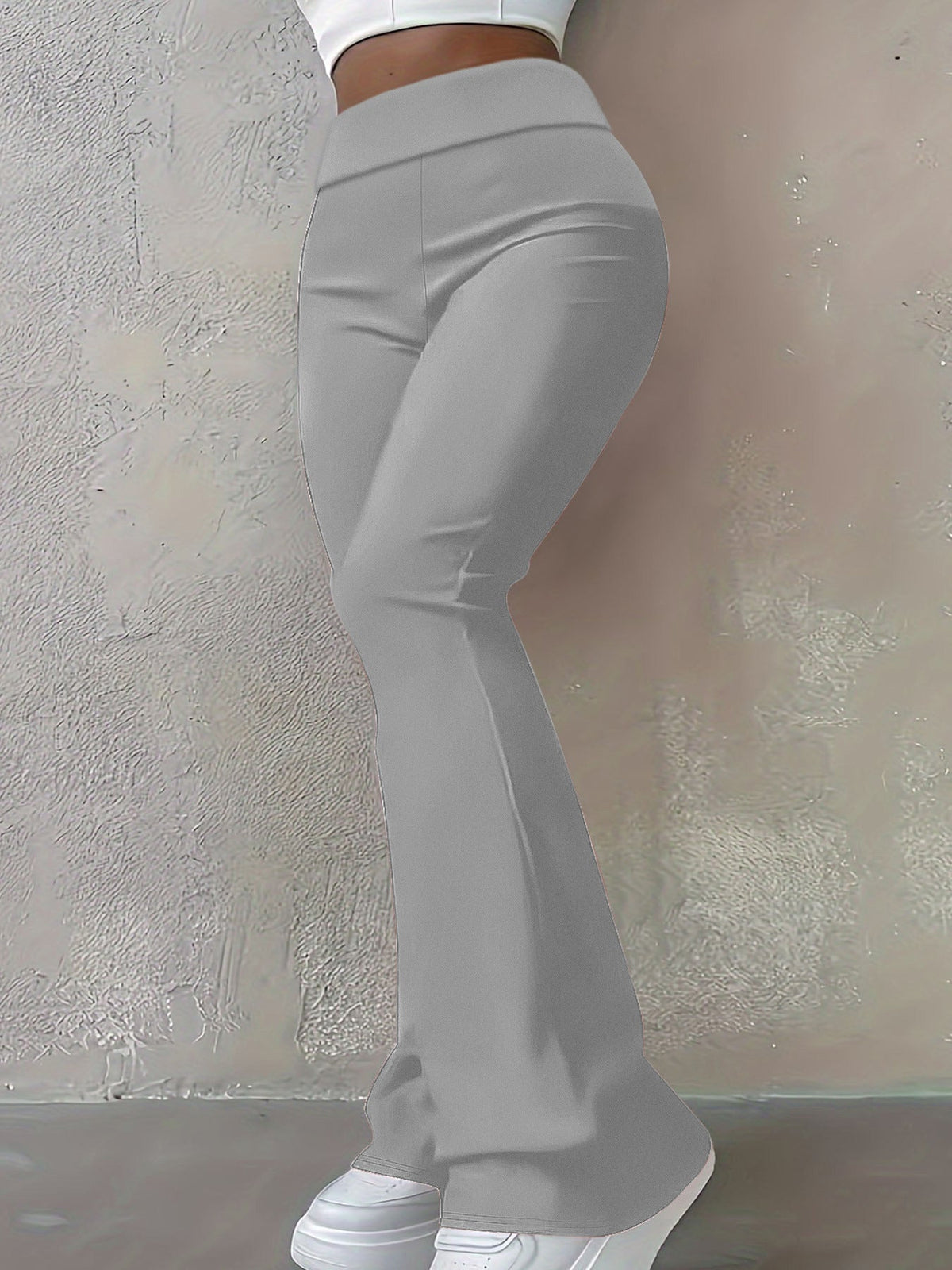 Pantalons flared taille haute pour femmes avec ceinture retournée et qualité stretch sculptante Echoarchiv