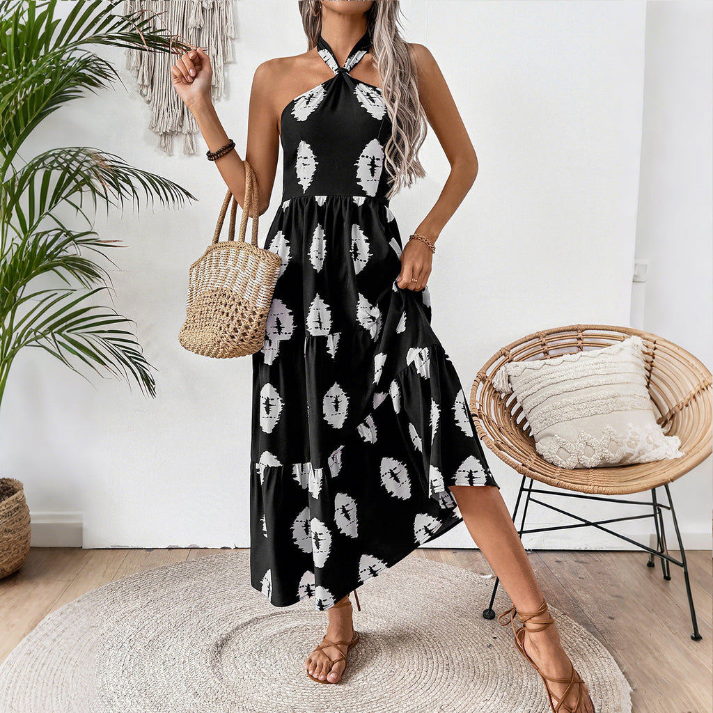 Robe maxi Boho pour femmes avec bretelles asymétriques R&B