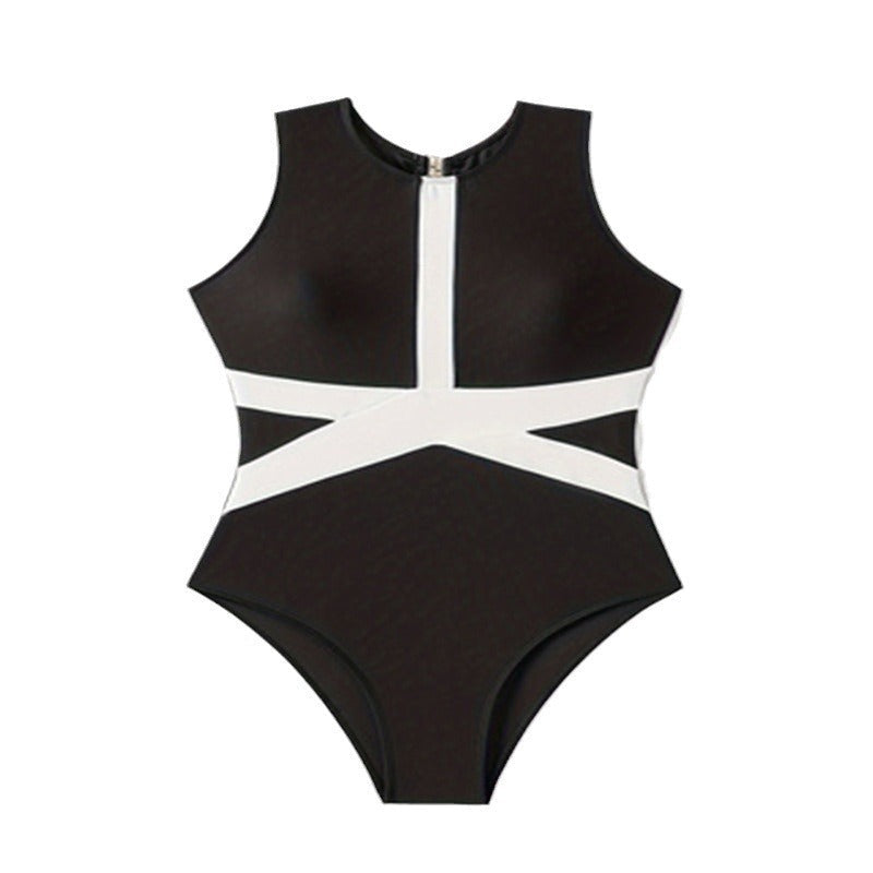 Maillot de bain une pièce sportif pour femmes avec un design color block stylé R&B