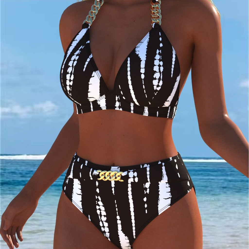 Bikini pour femmes avec motif marbré luxueux et détails raffinés R&B