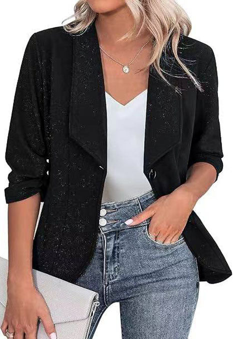 Blazer court pour femmes avec manches 3/4, silhouette cintrée et fermeture à un bouton Echoarchiv