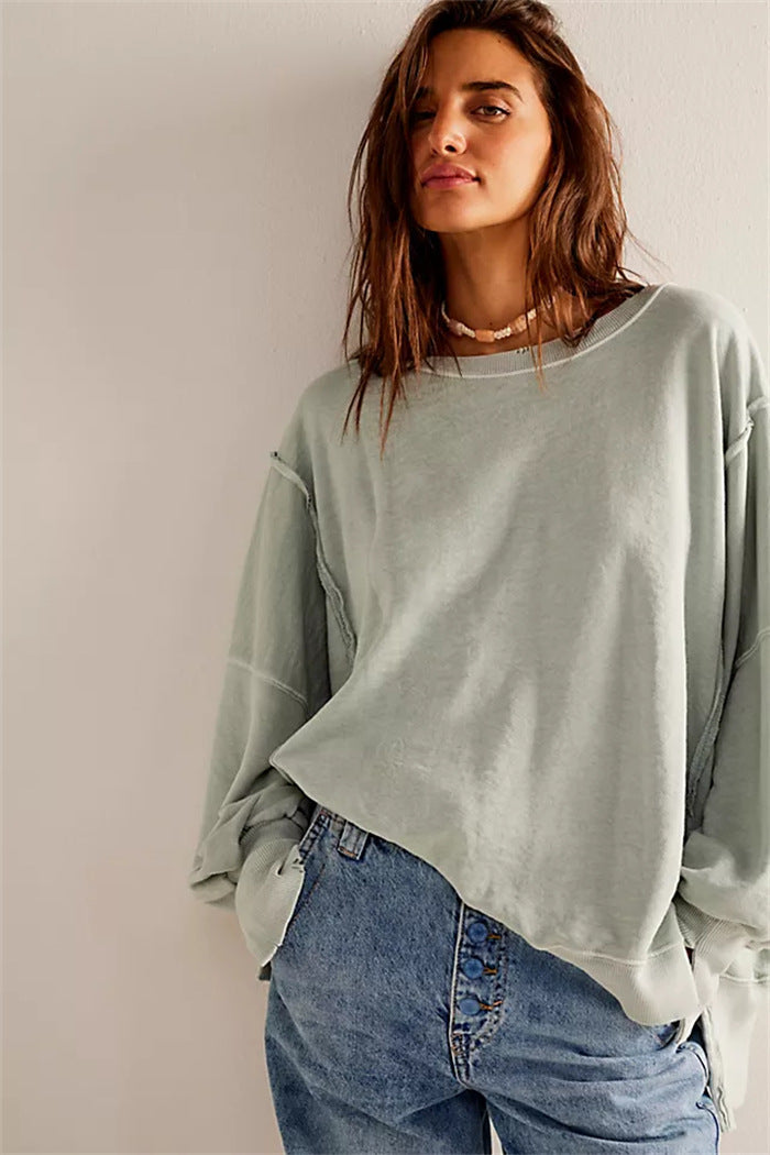Sweatshirt oversized pour femmes avec manches ballon, coutures ouvertes et fentes latérales Echo Archiv