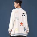 Cardigan en maille oversize pour femmes avec appliques maritimes Echoarchiv