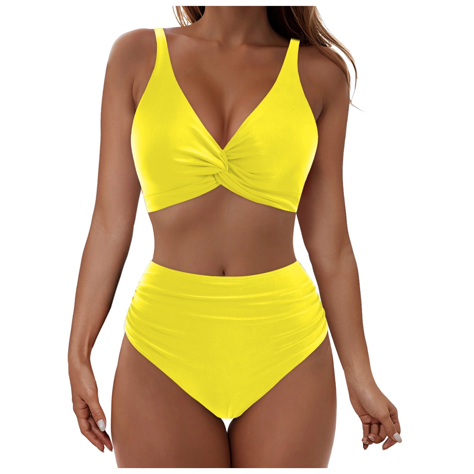 Ensemble de bikini taille haute pour femmes avec haut enroulé élégant R&B