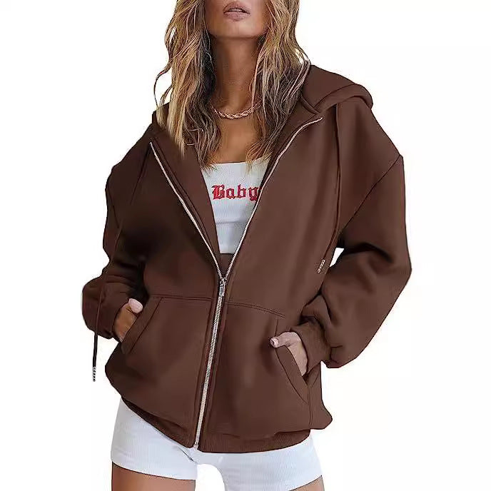 Veste à capuche surdimensionnée pour femmes avec fermeture éclair intégrale et poches kangourou Echo Archiv