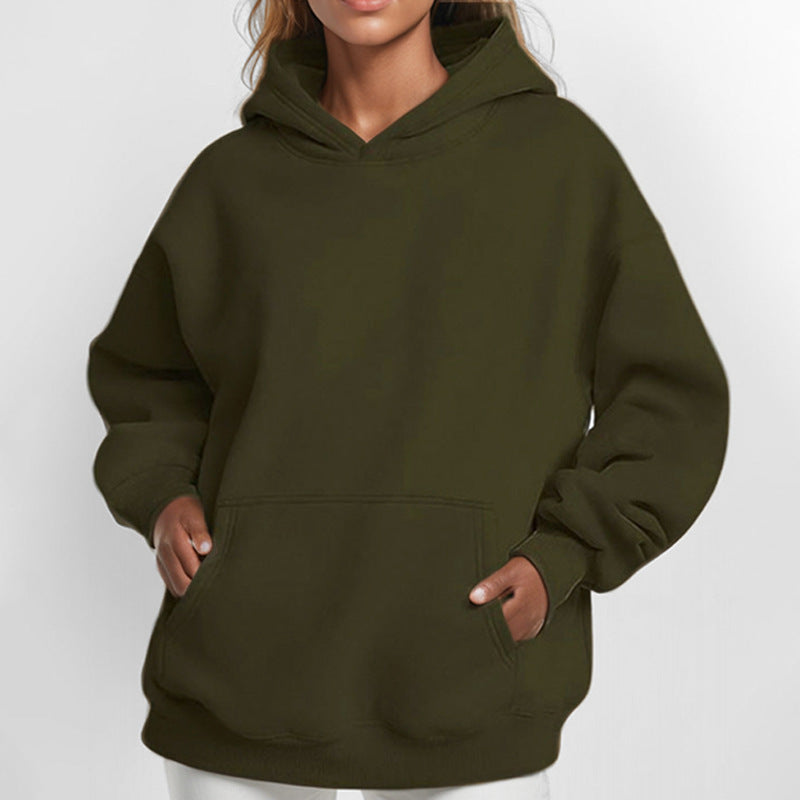Sweat à capuche oversize pour femmes en tissu doux avec ourlet asymétrique, poche kangourou et épaule tombante Echo Archiv