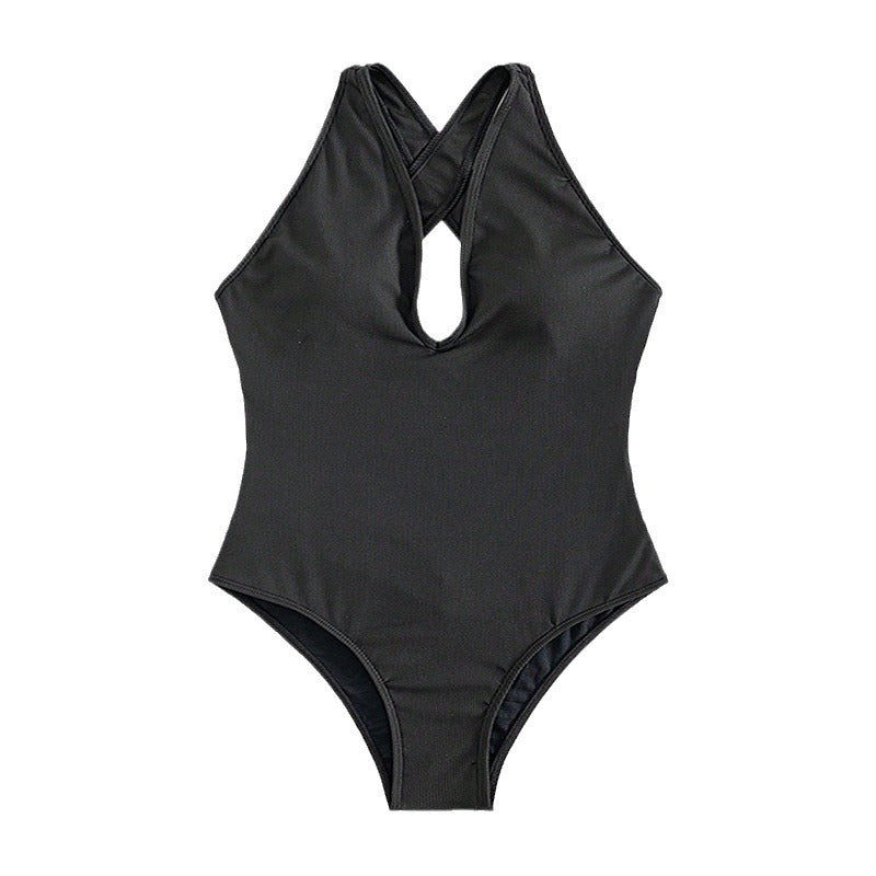 Maillot de bain une pièce pour femmes avec décolleté en V profond et détails en relief R&B