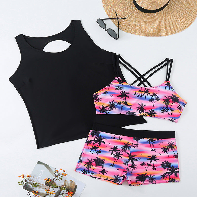 Ensemble de Tankini Sportif pour Femmes avec Découpe Décorative R&B