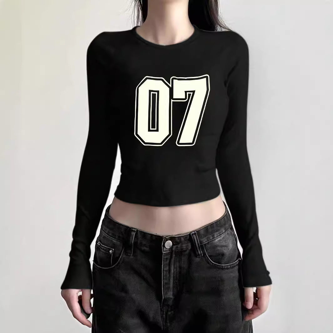 T-shirt à manches longues ajusté pour femmes avec un joli motif de canard, col rond et léger stretch Echo Archiv