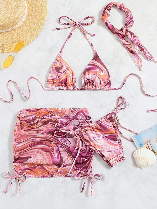 Ensemble de bain trois pièces pour femmes avec motif marbré Echo Archiv
