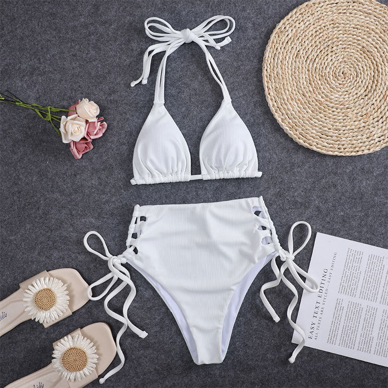 Bikini triangle taille haute pour femmes avec bretelles réglables R&B