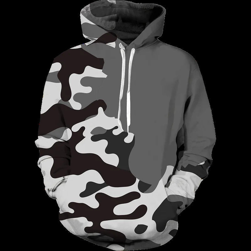 Sweat à capuche décontracté pour femmes avec design camouflage Echoarchiv