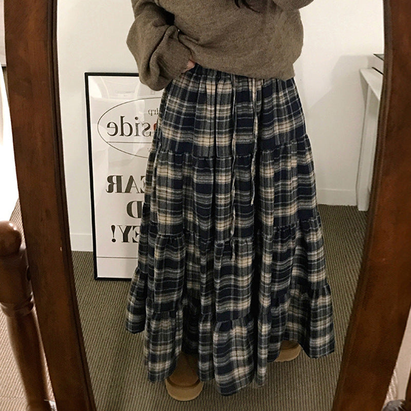 Jupe maxi à carreaux pour femmes en look superposé R&B
