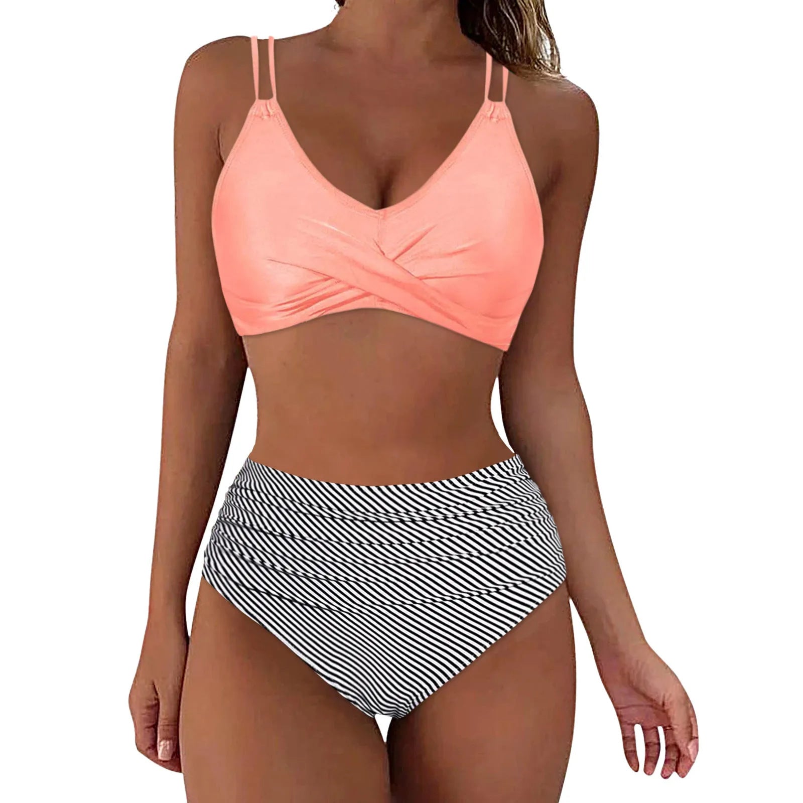 Bikini taille haute tendance pour femmes avec fronces R&B