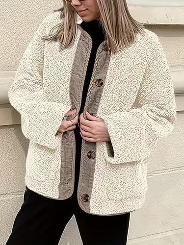 Veste Teddy Oversized pour Femme avec Boutonnage pour un Usage Quotidien